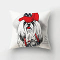 Axyaa Cartoon Dogs Feather Print Pillowcase Home Decor Sofa Seat Cushion Cover