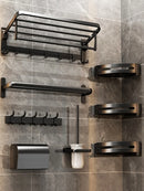 Axyaa Black Aluminum Towel Rack Holder 40-60CM Folding with Hook