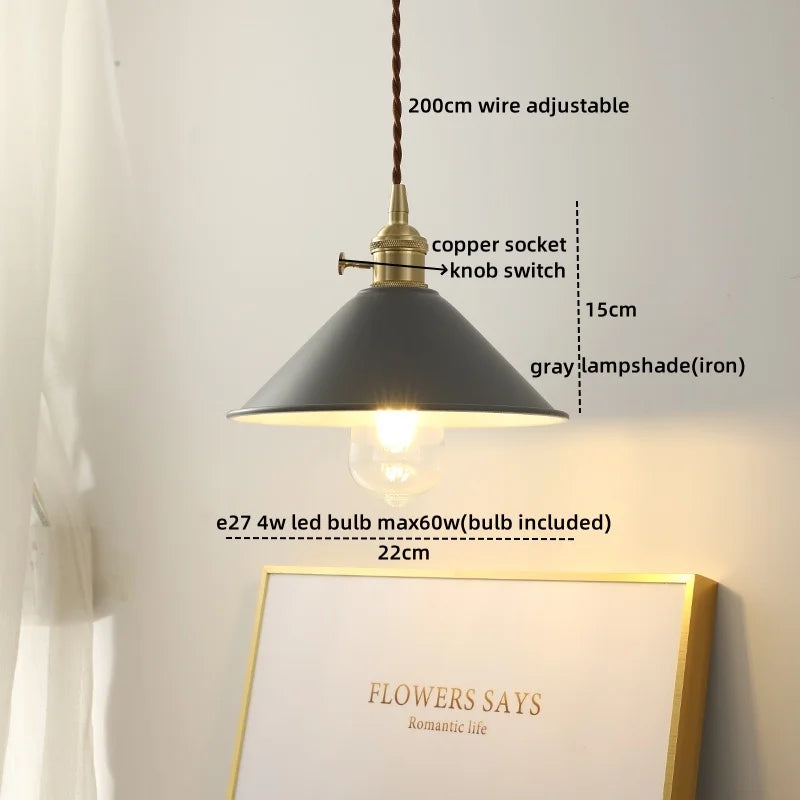 Axyaa White Ceramic LED Pendant Light Fixture with Copper Nordic Design