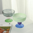 Axyaa Colourful Ice Cream Cup Set - Ball Stemmed Glass Dessert Salad Bowl