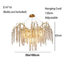 Axyaa Gold Glass LED Crystal Chandeliers for Elegant Dining Room Decor
