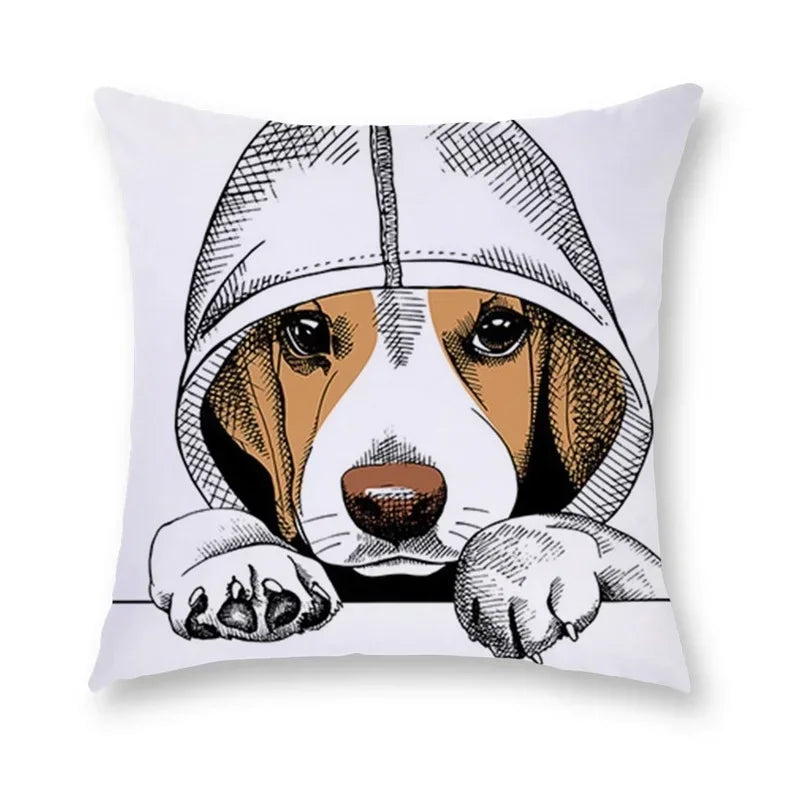 Axyaa Cartoon Dog Cushion Cover - Decorative Pillowcase for Home and Car - 45*45cm