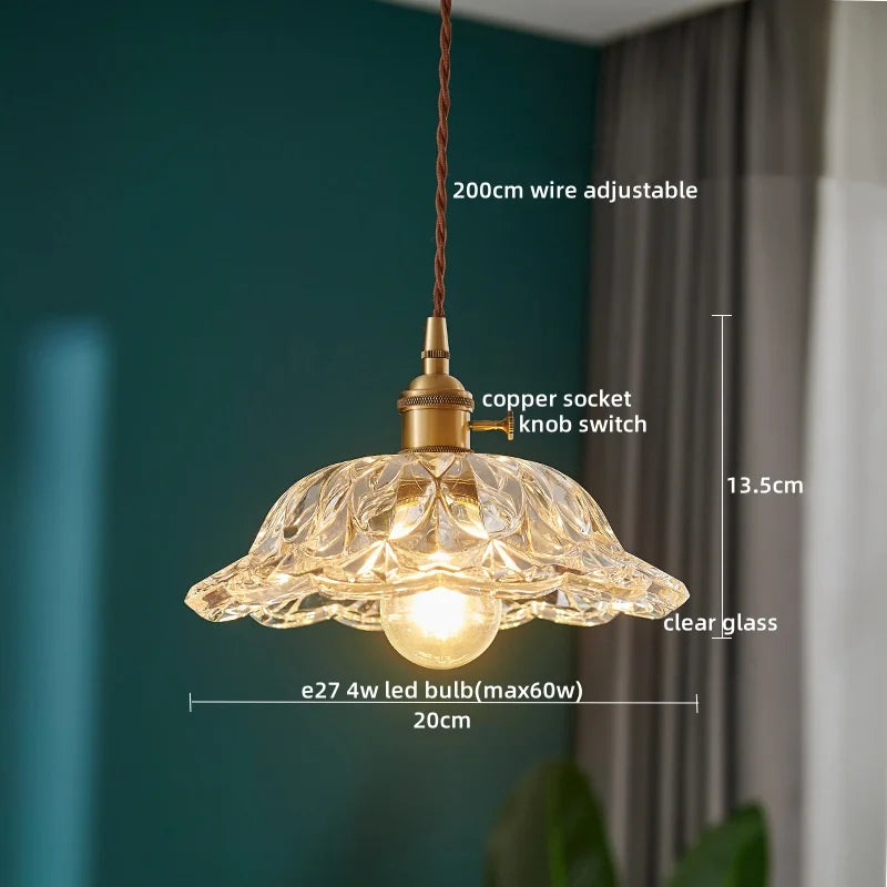 Axyaa Copper Glass LED Pendant Chandelier for Home Decor