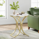 Axyaa White Gold Round End Table Modern Small Coffee Accent Bedside C Table