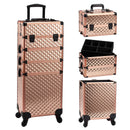 Axyaa 4 in 1 Makeup Trolley Case on Wheels with Lock Salon Storage Case