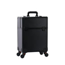 Axyaa Large Cosmetic Trolley Case with Key, Aluminum Professional Makeup Organizer