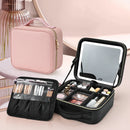 Axyaa Lighted Makeup Bag: LED Mirror, 3 Light Modes, Travel-Friendly