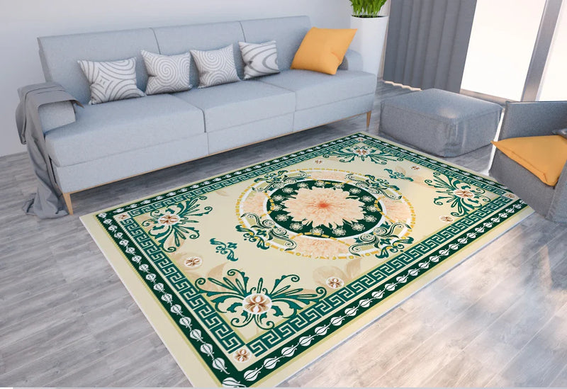 Axyaa Ethnic Pattern Print Carpet Bohemian Soft Floor Mat for Home Decor