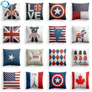 Axyaa European Beige Flag Pillow Cover - 45x45, British Style, Mediterranean Influence
