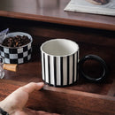 Axyaa Minimalist Stripe Ceramic Coffee Mug with Large Handle, Breakfast Milk Cup