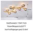 Axyaa Modern Glass LED Ceiling Lights Gold/Black Metal Lamps for Home Decor