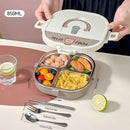 Axyaa Stainless Steel Divided Lunch Box with Cutlery - Leakproof & Portable
