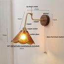 Axyaa Amber Glass LED Wall Lights Pull Chain Switch - Modern Nordic Design
