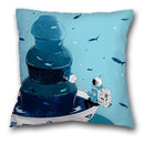 Axyaa Teal Blue Astronaut Pillowcase - Sea World Theme Sofa Cover