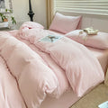 Axyaa Solid Color Cotton 4-Piece Set: Mattress, Bed Sheet, Quilt Cover - Super Soft