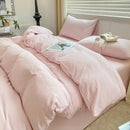 Axyaa Solid Color Cotton 4-Piece Set: Mattress, Bed Sheet, Quilt Cover - Super Soft