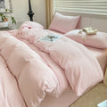 Axyaa Solid Color Cotton 4-Piece Set: Soft Washed Bedding for a Fresh Look