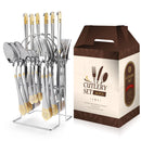 Axyaa 24-Piece Stainless Steel Hammer Pattern Cutlery Set