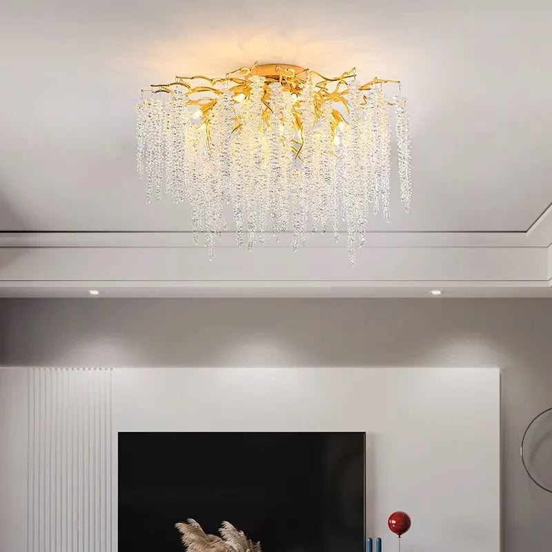 Luxury Tassel Crystal Chandelier - Axyaa's Modern French Design