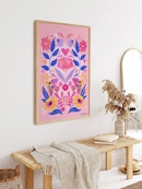 Axyaa Pink Floral Maximalist Art Poster - Modern Boho Print for Home Decor