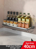 Axyaa Kitchen Spice & Condiment Rack: Wall Mounted, Foldable, Multifunctional Utensil Organizer