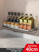 Axyaa Kitchen Spice & Condiment Rack: Wall Mounted, Foldable, Multifunctional Utensil Organizer