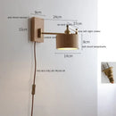 Axyaa Walnut Ash Wood LED Wall Sconce with Pull Chain Switch for Indoor Lighting