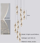 Axyaa Spiral Gold LED Pendant Chandelier Acrylic Droplight Luxury Bar Lamp
