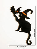 Axyaa Black Cat & Witch Hat Door Topper: Spooky Halloween Decor & Haunted House Ornament