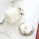 Axyaa Bone  Wake Up Coffee Mug, Flower Tea Cup with Lid