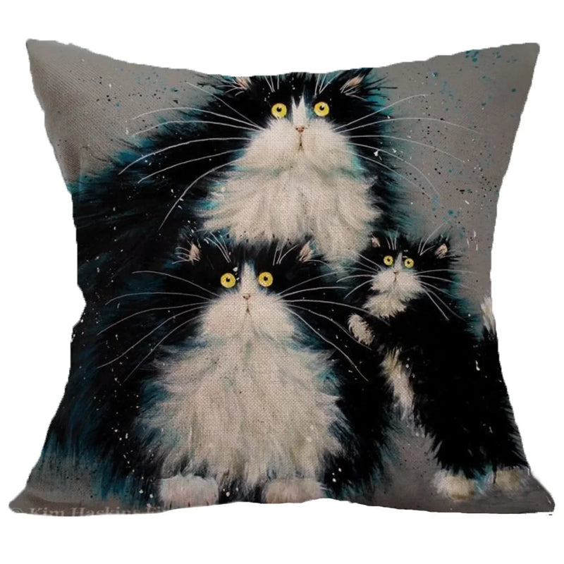 Cat Linen Cushion Cover by Axyaa - Home Decor Pillowcase 45*45cm