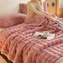 Axyaa Cozy Rabbit Fur Throw Blanket: Soft Plush Sofa Bed Autumn Winter Warm Blanket