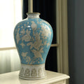 Axyaa Blue & White Porcelain Plum Vases - Elegant Living Room & Dining Table Decor