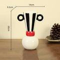 Axyaa Binaural Stripes Ceramic Vase | Geometric Black and White Home Decor