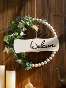 Axyaa Wooden Bead Ring Doorplate Wreath Ramadan Festival Hanging Ornament