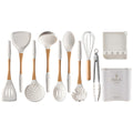 Axyaa 9pcs Silicone Kitchen Utensils Set with Storage Bucket, Non-stick Spatula, Soup Spoon