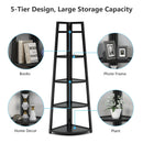 Axyaa 5 Tier Corner Shelf Bookcase | Modern Industrial Ladder Plant Stand