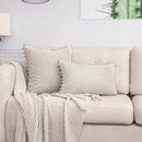 Lumbar Corduroy Boho Cushion Cover with Pom Pom Detail by Axyaa