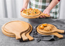 Axya Round Bamboo Pizza Board with Stone Baking Tray & Cutting Platter