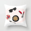 Axyaa Coffee Print Polyester Throw Pillow Case for Home Sofa Chair Decor