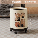 Axyaa Round Kitchen Trash Can with Lid and Wheels, Large Capacity Garbage Bin