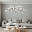 Axyaa Modern Brass Ginkgo Leaf Branch Chandelier for Dining Room & Living Space