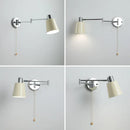 Axyaa Swing Wall Lamp Chrome Iron Fabric Shade E27 Bedroom Sconce Light