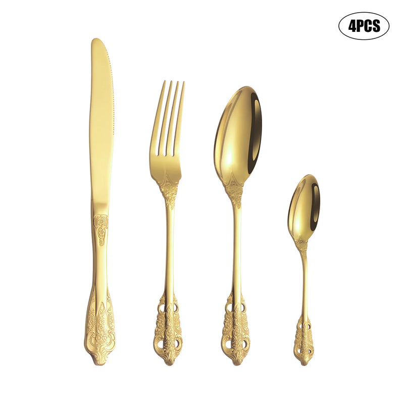 Axyaa Palace Series Stainless Steel Gold Tableware Set for Home, Hotel, Restaurant
