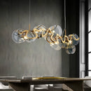 Axyaa Minimalist Glass Pendant Light in Gold Iron for Luxury Living Room