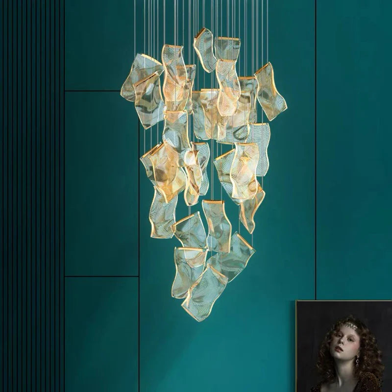 Axyaa Staircase Chandeliers LED Pendant Light Lamps for Modern Living Room