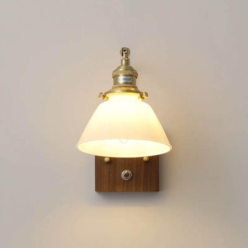 Axyaa Nordic LED Wall Lamps Walnut Glass Stair Light Fixtures for Home Décor