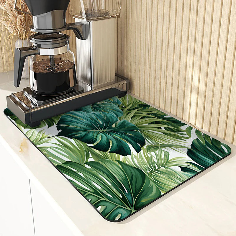 Axyaa Diatom Mud Kitchen Drain Pad Set - Absorbent Tableware Mat for Draining Bowls & Coffee Machine
