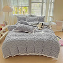 Axyaa Tafu Fleece Four-Piece Bed Sheet Set - Solid Color, Thick & Warm