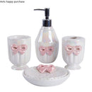 Axya White Bow Bathroom Set - 5-Piece Toiletries Kit